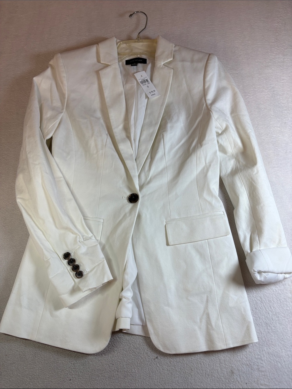 Ann Taylor Ivory Single-Button Notch Lapel Blazer